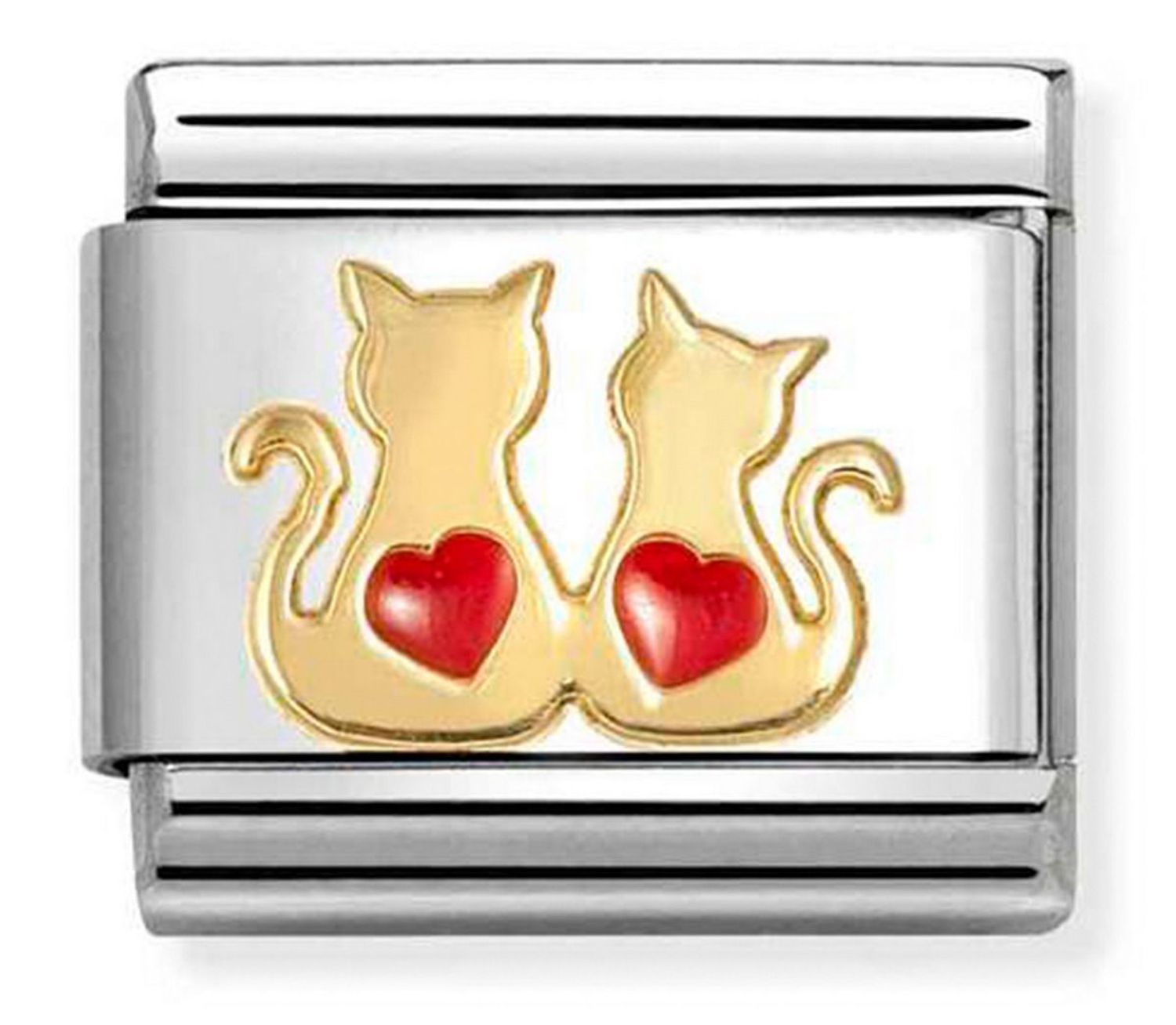 Zawieszka Nomination Composable Gold Koty z czerwonymi sercami 030285 70 – 18K złoto, idealna dla kociary.jpg